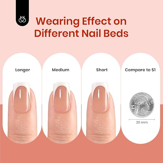 F - Press On Nail Kit | Short Square | Brown French