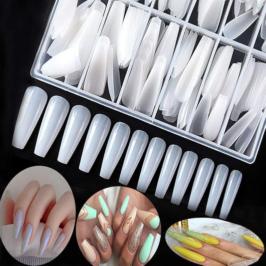 Long Ballerina Nails 600pcs & & Box - Natural