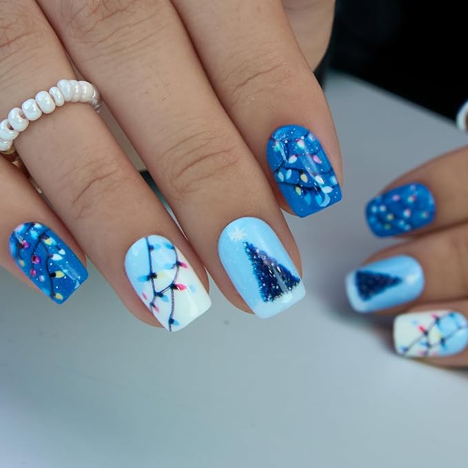 Christmas Lights Nail Art