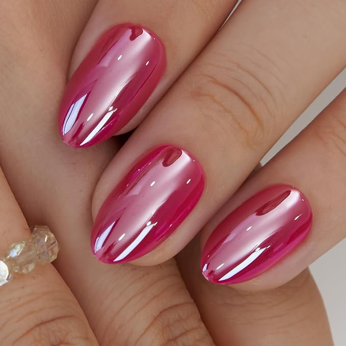 fuchsia chrome nails