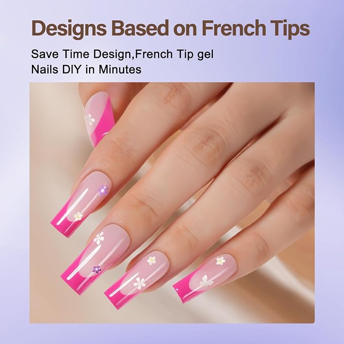 Pink Long Square nail kit
