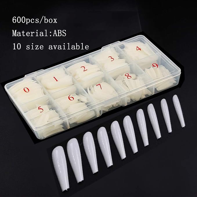 Long Ballerina Nails 600pcs & & Box - Natural