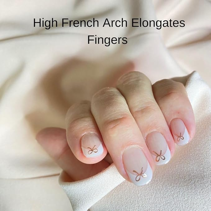 French Tips Rose Gold Bow