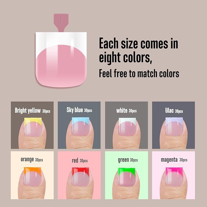 Sharp Square Toe Nail French Tips Mixed Color for Summer