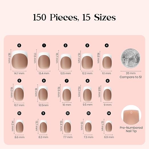 4 - Press On Nails Only | Short Square | Brown French