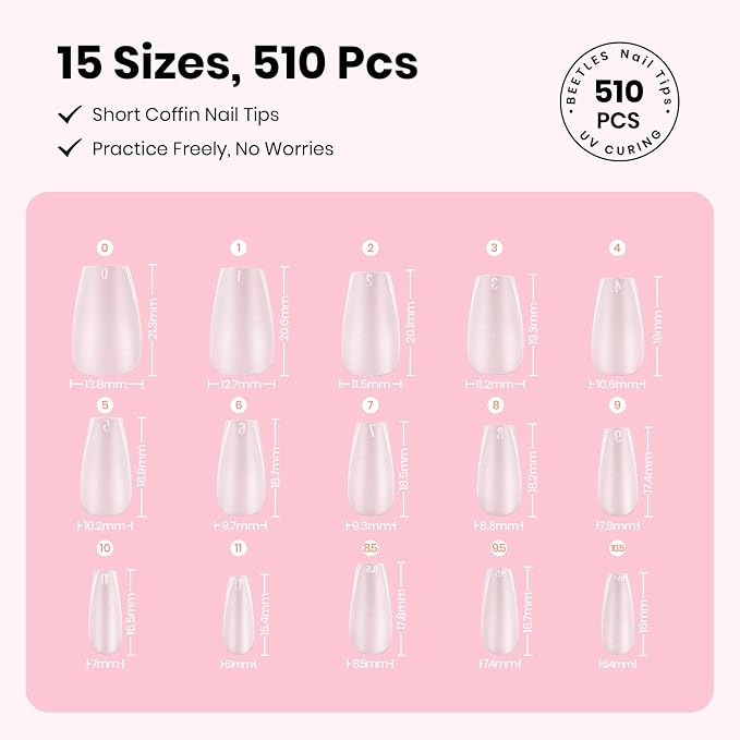 Nail Art Kit | 510pcs Nail Tips&10pcs Nail Brushes