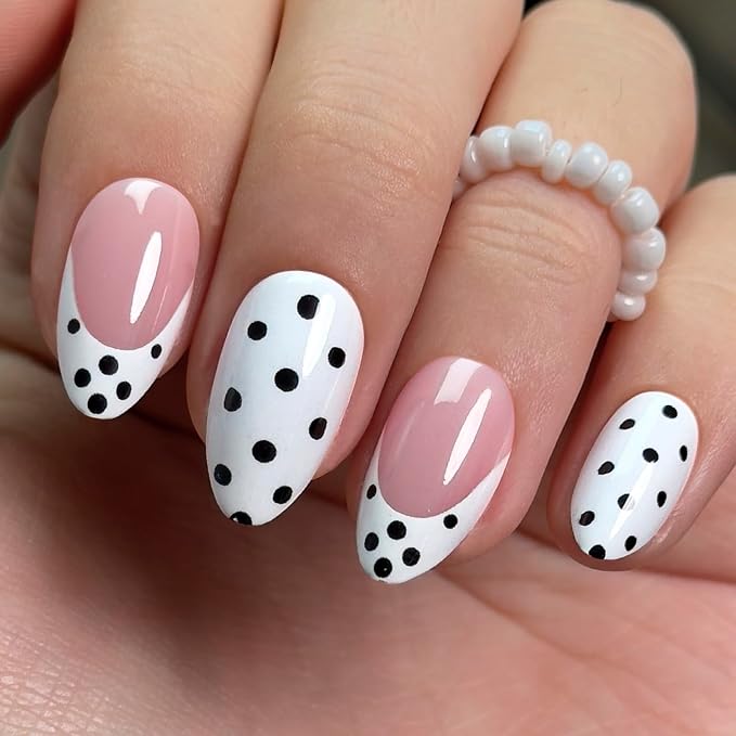 Black Polka Dot Nails