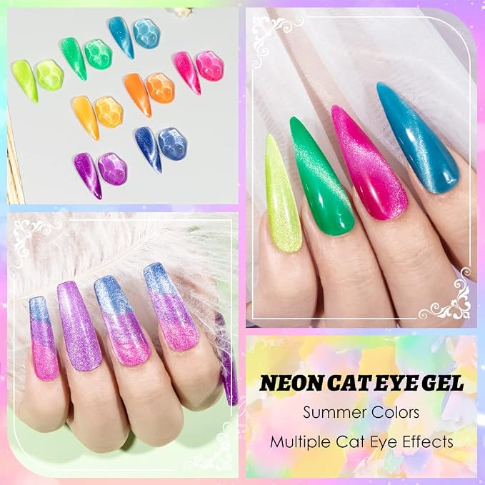 8 Colors Neon Cat Eye Gel
