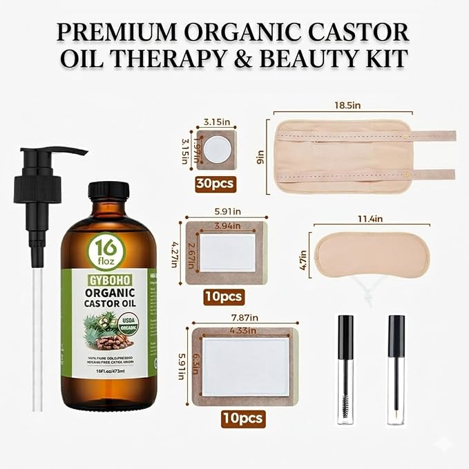 Castor Oil Pack Set With 16oz Oil