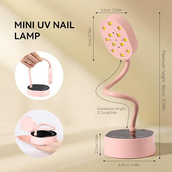 CC-Pink Gooseneck UV Nail Lamp
