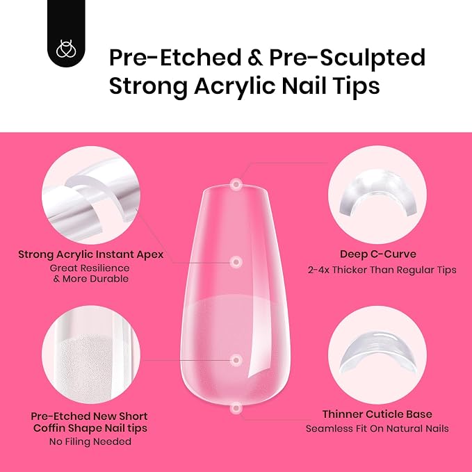 0I-Coffin Short 224pcs (Tipex Nail Kit)
