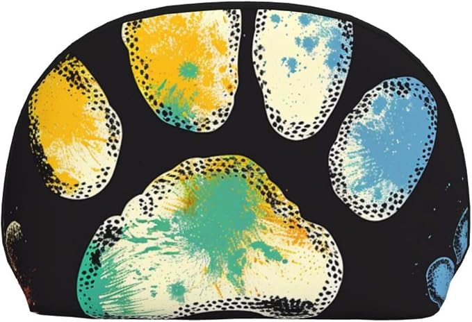 Colorful Dog Paw Print Black