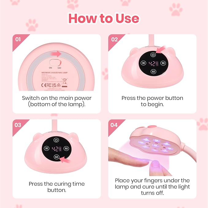 1-Pink Meowgic StrawPurr Mini UV Nail Lamp