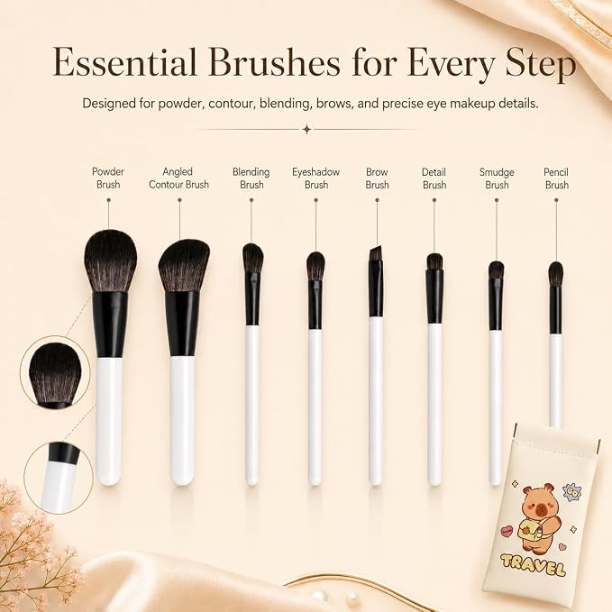 White Makeup Brush Set 8PCS