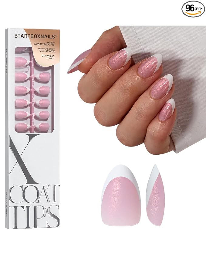 01 S - Almond French in Pink Glitter Base