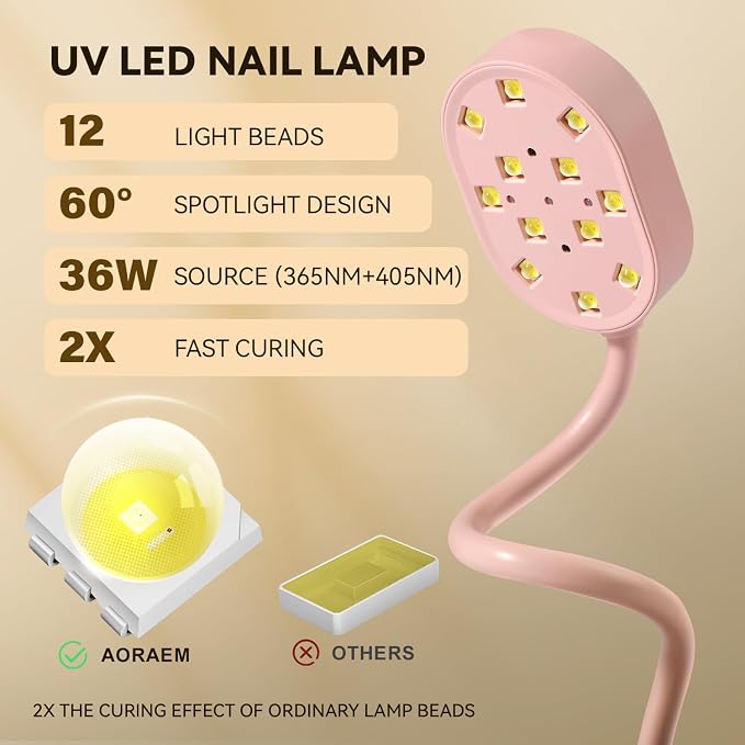 CC-Pink Gooseneck UV Nail Lamp