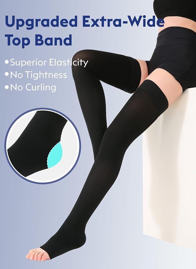 20-30mmhg Black Open Toe