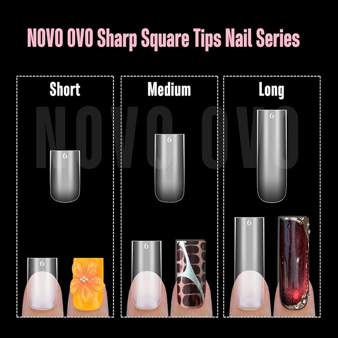 Medium Sharp Square Clear Nail Tips 450