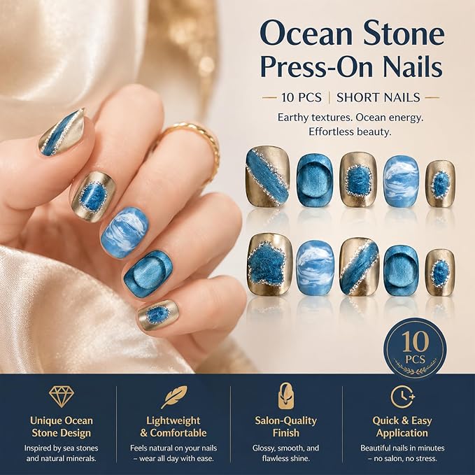 Blue press on nails