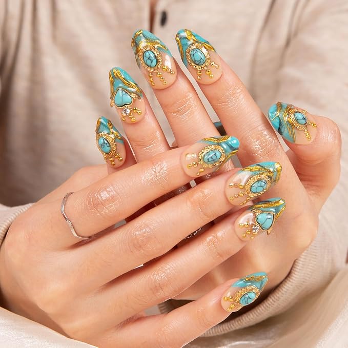 Turquoise Blue French Tip