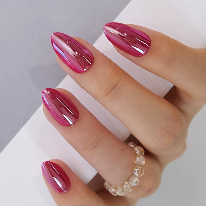 fuchsia chrome nails