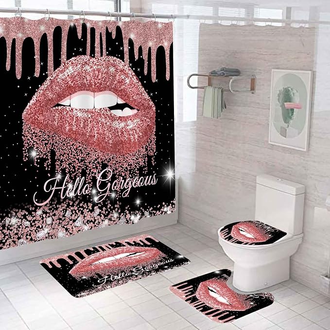 Rose Gold Glitter Sexy Lips
