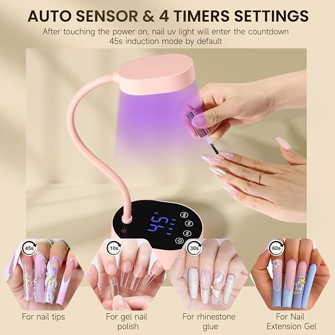 CC-Pink Gooseneck UV Nail Lamp