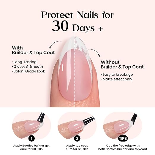 3 - Press On Nails Only | Short Amlond | Peach Ombre