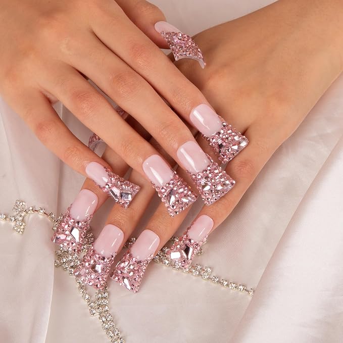 Pink French Tip Rhinestone