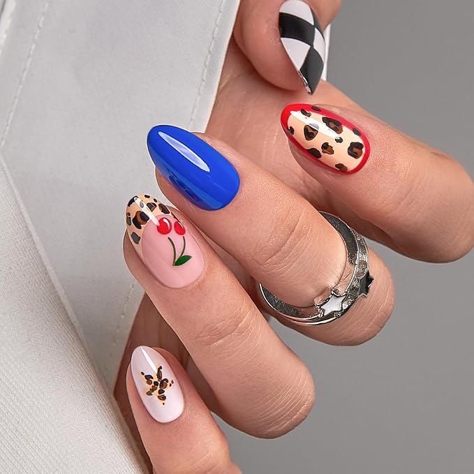 Cowboy French Nails with Leopard