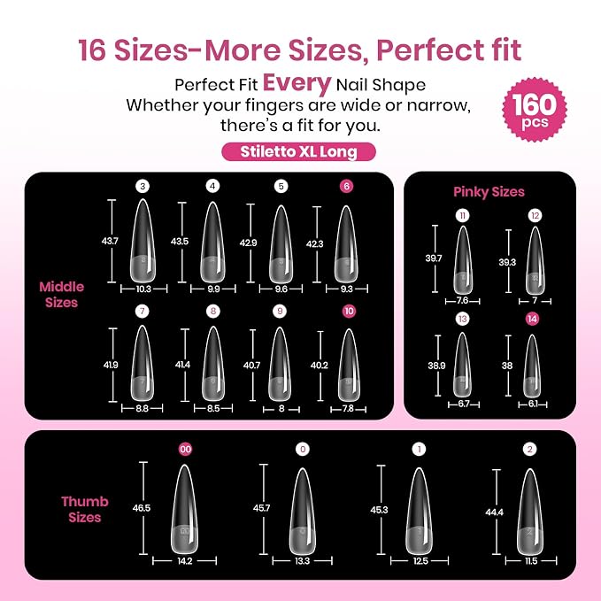 3 - Tipex Nails Kit | Medium Stiletto | 224