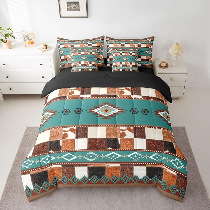 Teal,brown,white,black