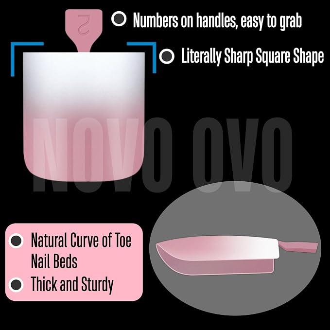 Sharp Square Toe Nail tips Ombre Berry Pink
