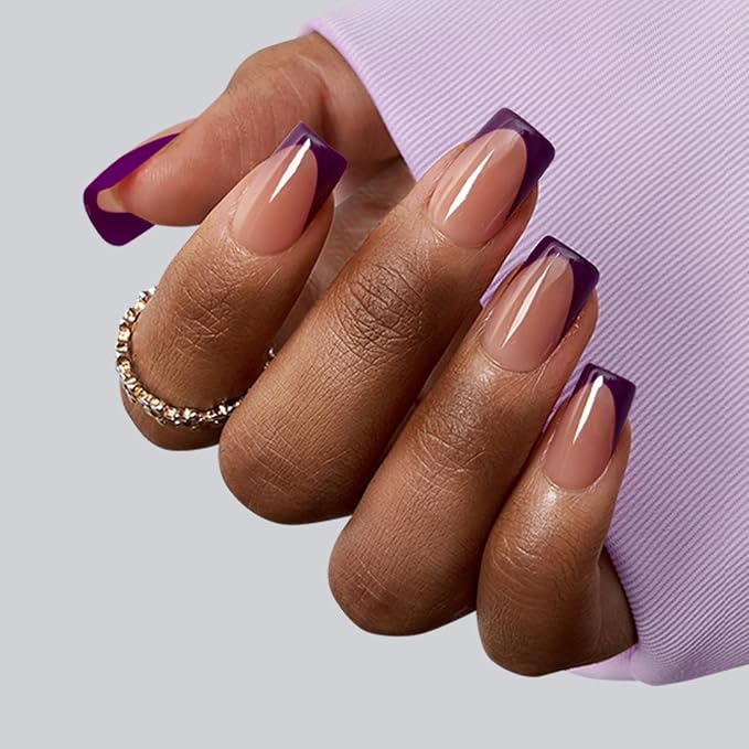 04 S - Square Purple French in Brown Base