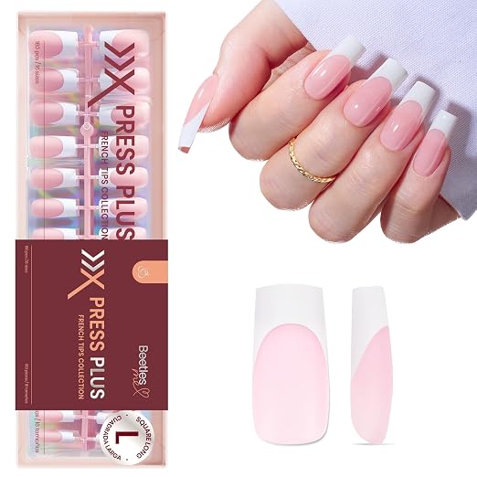 1 - Press On Nails Only | Long Square | Pink French