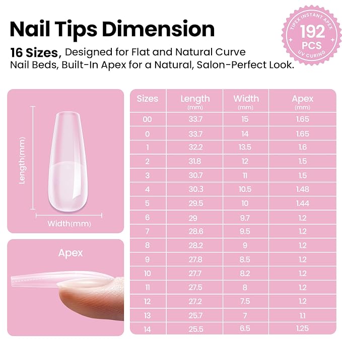 2 - Tipex Lite Nails Kit | Long Coffin | 192