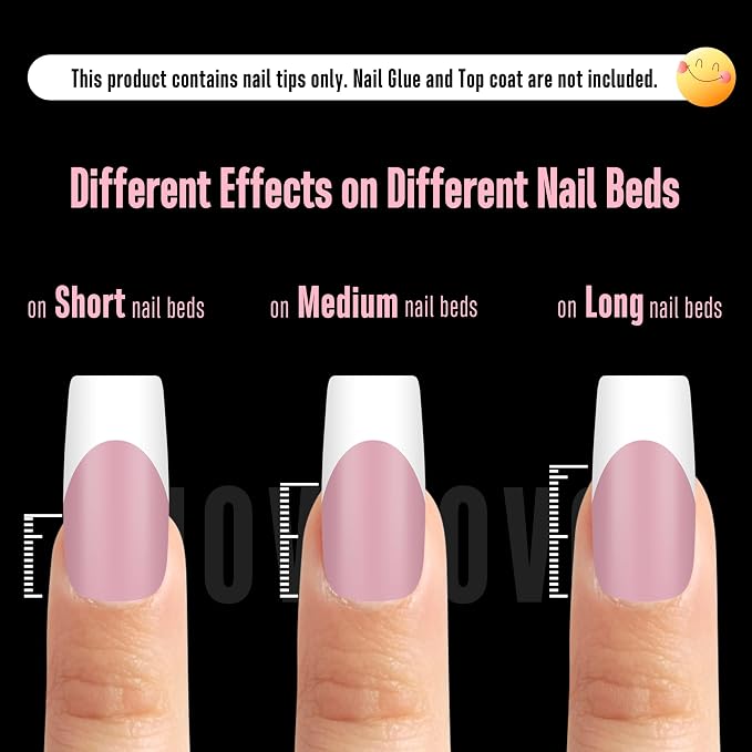Square White French Tip Berry Pink