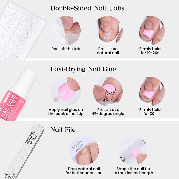 C - ToeNails Kit | Short Squoval | Toenails 288PCS