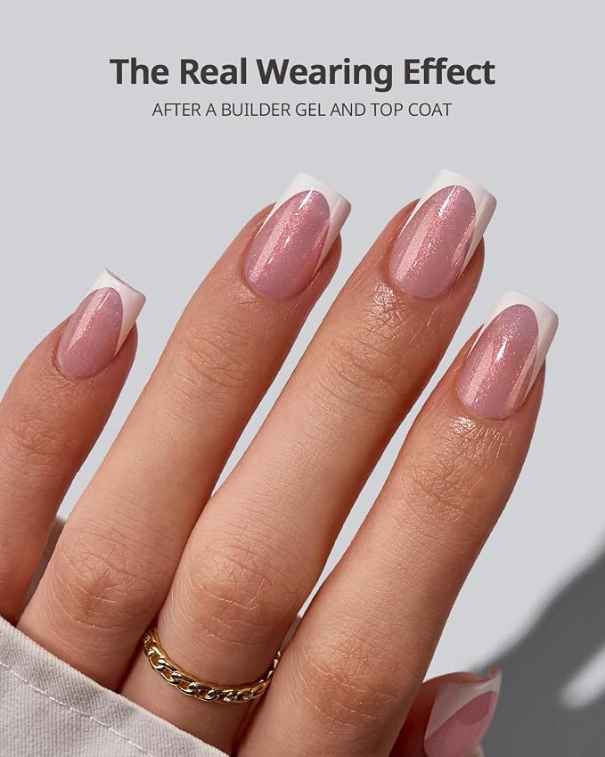 01 S - Square French in Pink Glitter Base