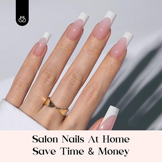 1 - Press On Nails Only | Long Square | Pink French