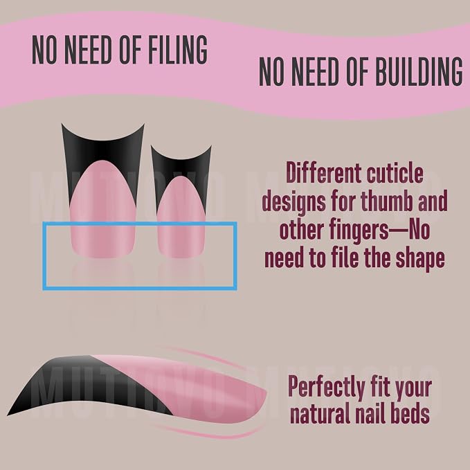 Duck Nails Black French Tips Berry Pink Moon Curve