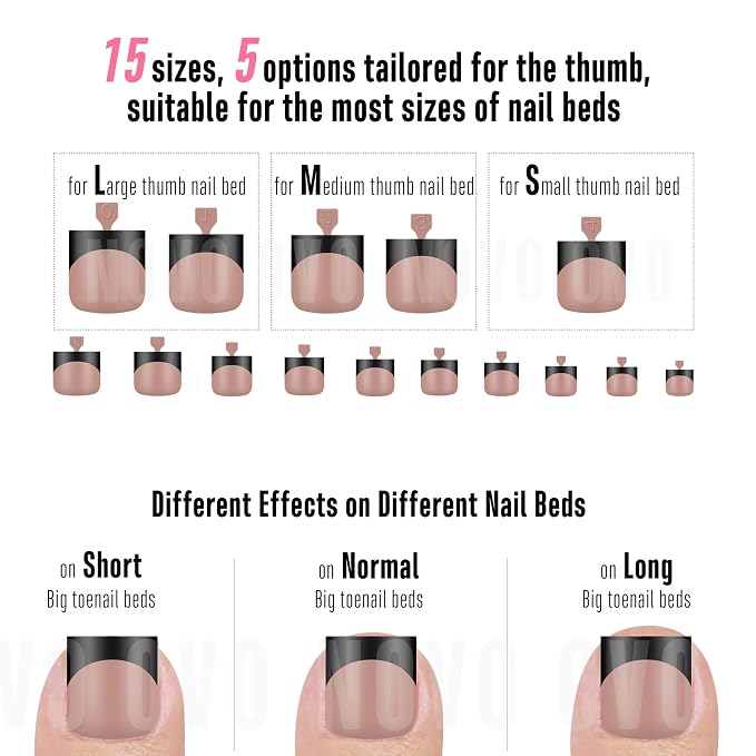 Sharp Square Toe Nail Tips Black French Tip Brown Pink