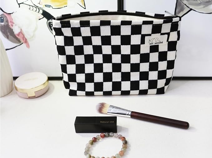 SX098-01 Black White Checkered Corduroy