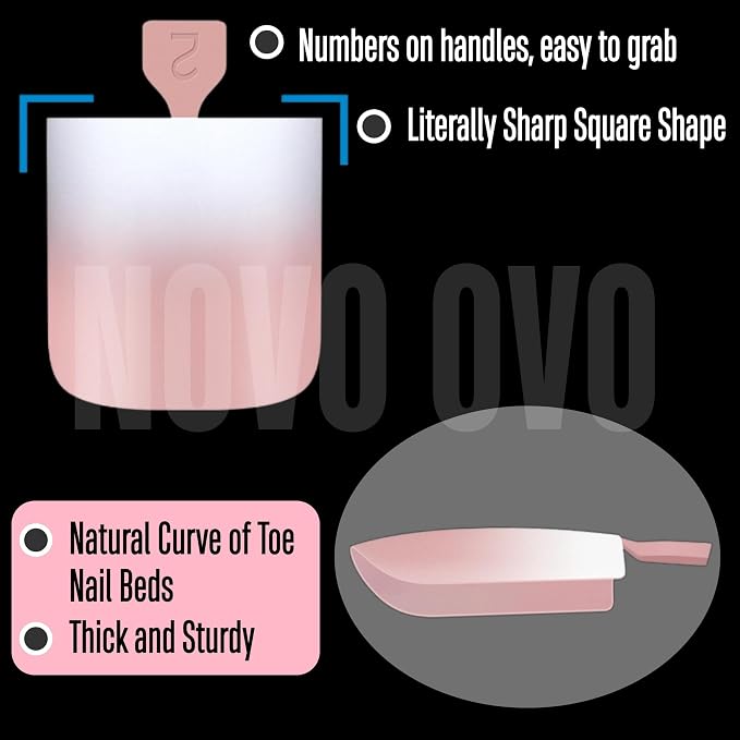 Sharp Square Toe Nail tips Ombre Baby Pink
