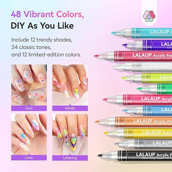 48 Colors Nail Art Markers Set