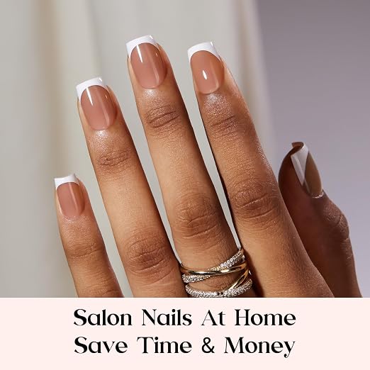 4 - Press On Nails Only | Short Square | Brown French