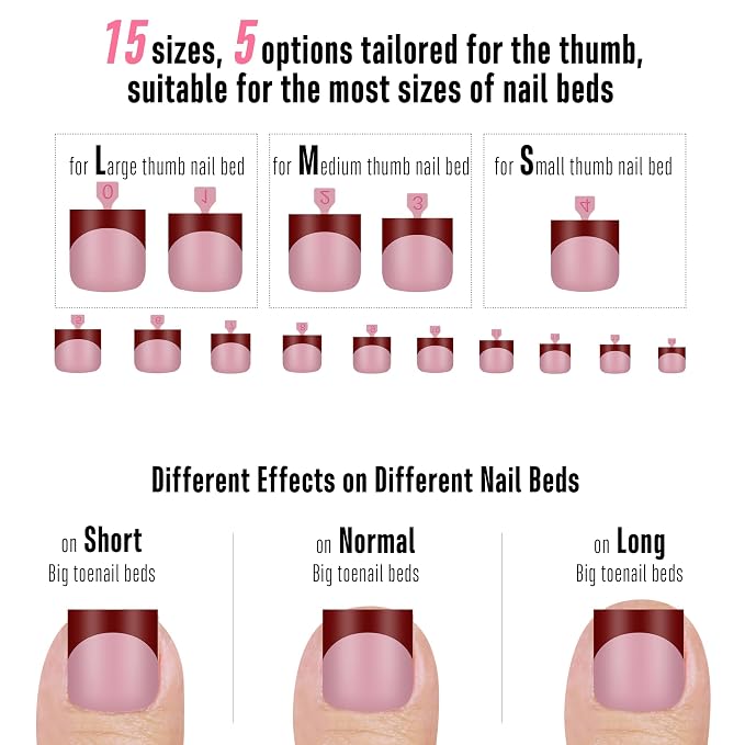 Sharp Square Toe Nail Tips BERRY PINK 8 color for winter