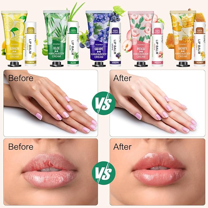 50 Sets Hand Cream and Lip Balm Gifts