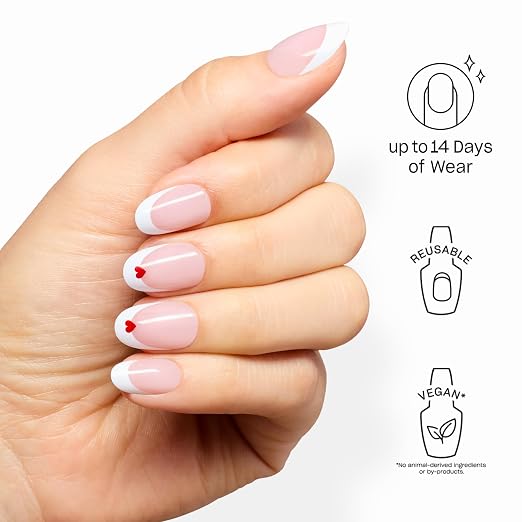 Mon Cherry | Opaque White French Tip with Red Hearts