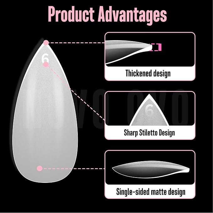 Short Sharp Stiletto Nail Tips Clear 480